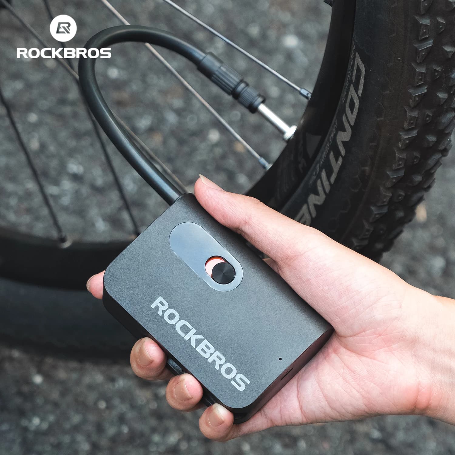 Pompa Elettrica per Bicicletta ROCKBROS, Compressore Portatile Ricaricabile 2600mAh, Gonfiatore per Pneumatici con Valvola Schrader e Presta