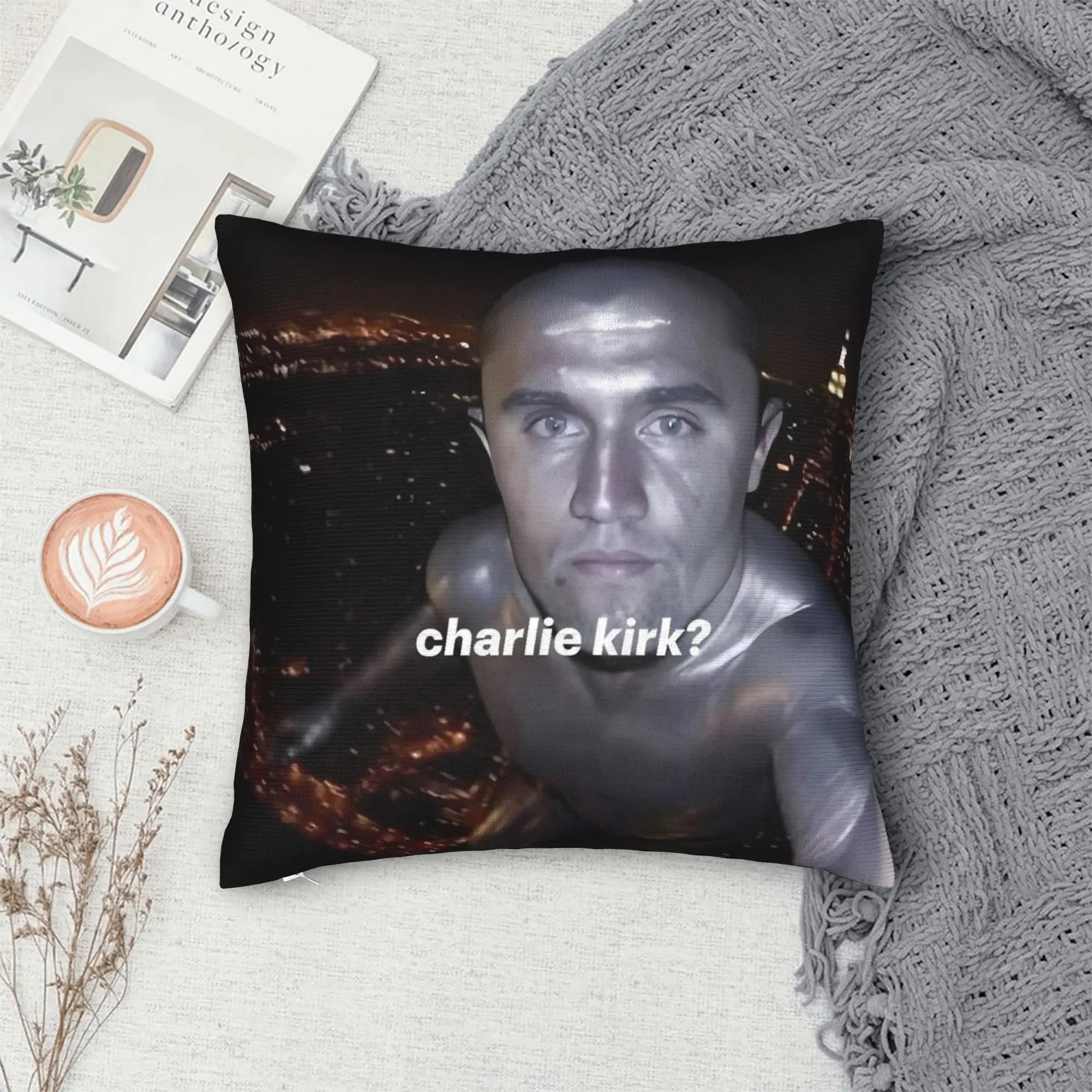 Federa per cuscino Charlie Kirk Red Tung Funny Brainrot Meme, federa personalizzata, federe moderne per divano, auto, decorazioni per la casa