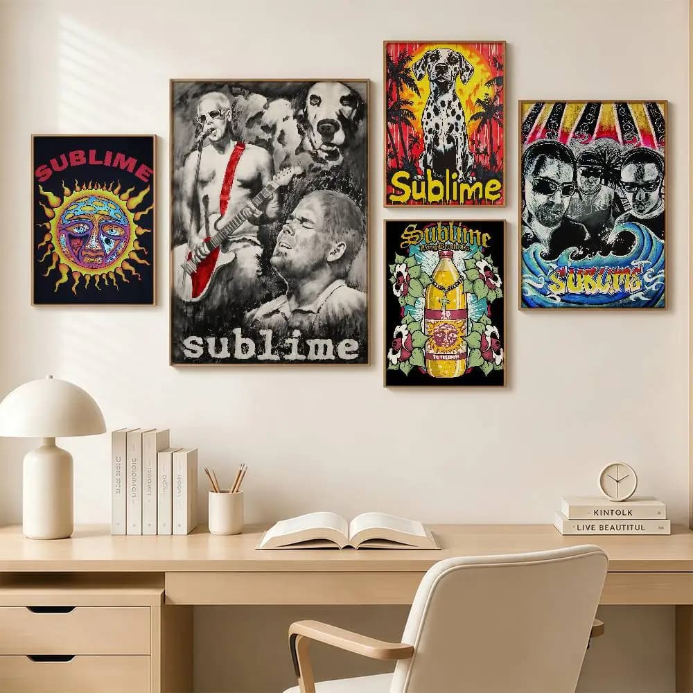 Retro S-Sublime Classic Band Posters Wall Art Retro Painting Home Room Cafe Club Dorm Wall Decor