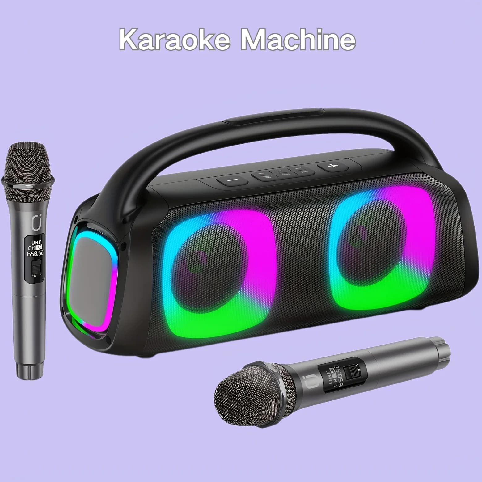 Macchina per Karaoke per Adulti e Bambini, Altoparlante Bluetooth Portatile con Microfoni, Sistema PA con 2 Microfoni per Karaoke