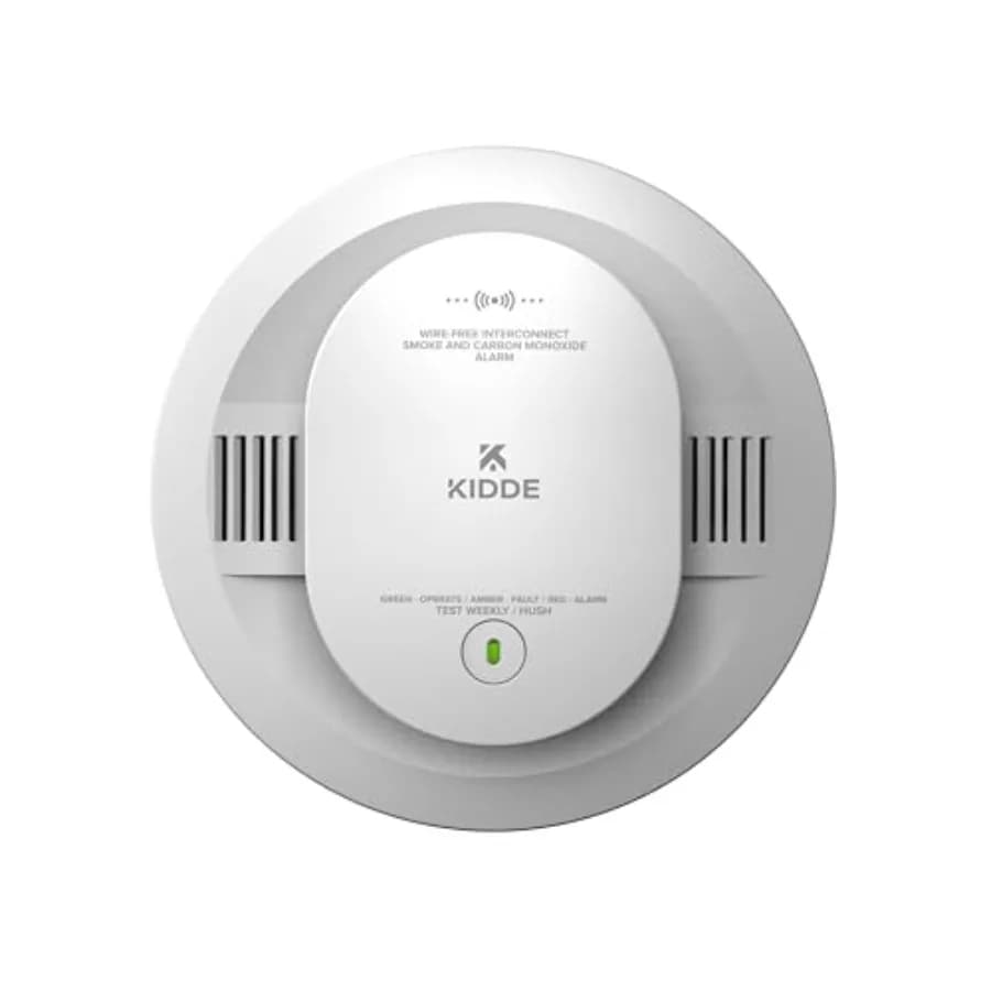 Smoke and Carbon Monoxide Detector for home safety, plastic housing, white, AA battery-powered with wire-free interconnect, voi