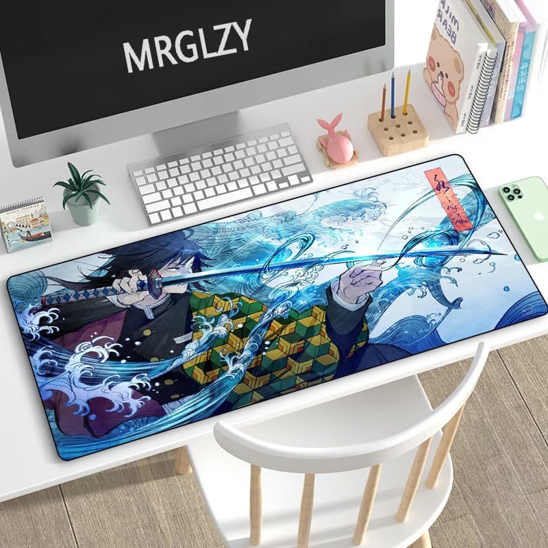 MRGLZY Tomioka Giyuu Mouse Pad Hot Anime Demon Slayer Grande Tappeto DeskMat Computer Gamer Gaming Accessori periferici MousePad