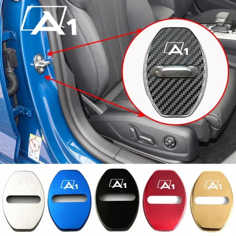4pcs Car Door Lock Cover Protection Stickers For Audi A1 Logo Stainless Steel Door Stopper Protective Decals Auto Accessories