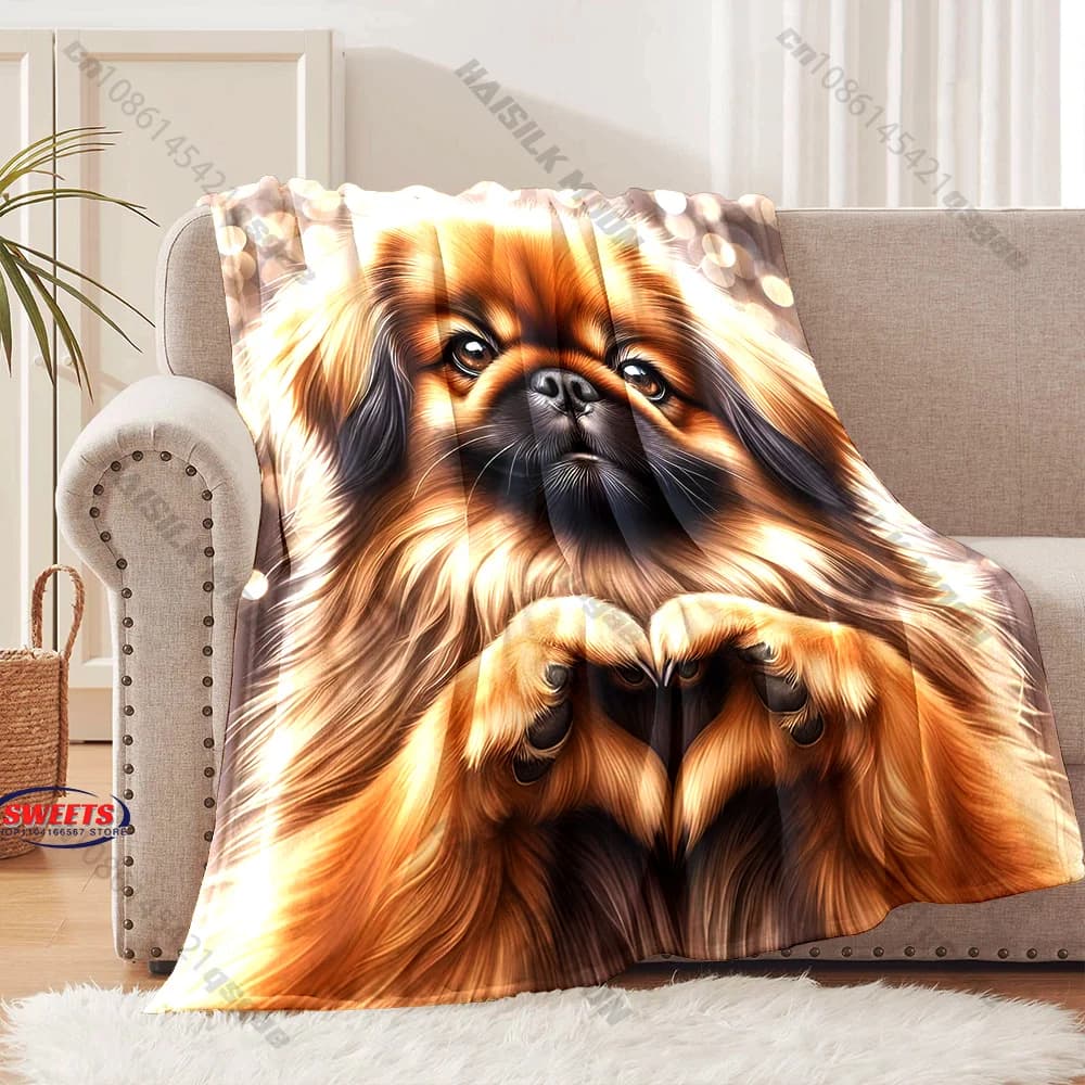 Coperta Cozy Dog Heart Blanket in diverse misure, coperta decorativa per divano, camera da letto e soggiorno per bambini e adulti, regalo raffinato