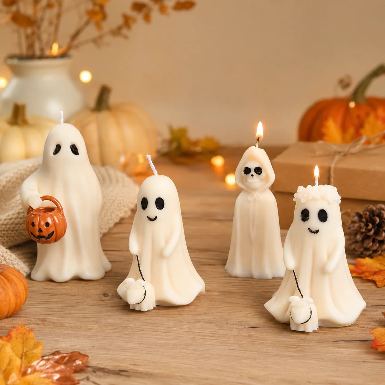 3D Halloween Ghost Silicone Mold Cute Ghost Pumpkin Candle Mold DIY Soap, Resin, Plaster, Handmade Crafts and Spooky Party Decor