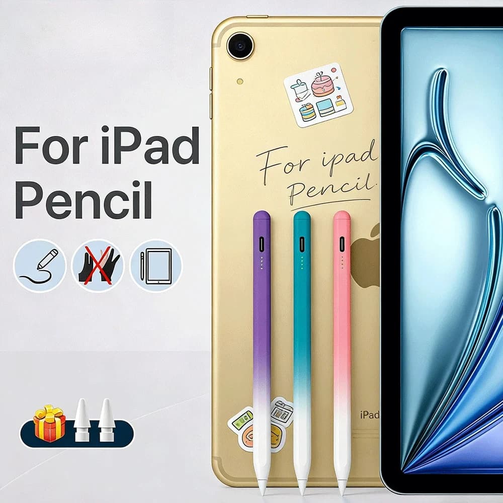 Penna Stylus per iPad con Funzione Inclinazione e Riconoscimento del Palmo, Compatibile con iPad 2025-2018 Pro/Air/Mini per Disegno
