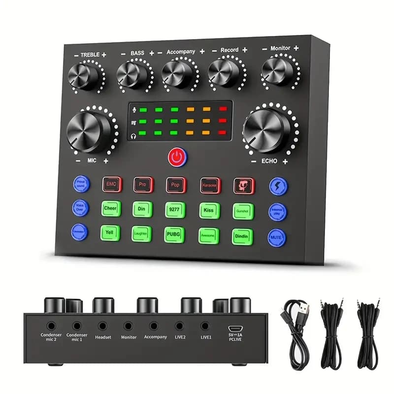 Mixer Audio V8S con cambio vocale, Mixer Podcast, scheda Audio per telefono Gaming Karaoke Studio Live Streaming Podcast