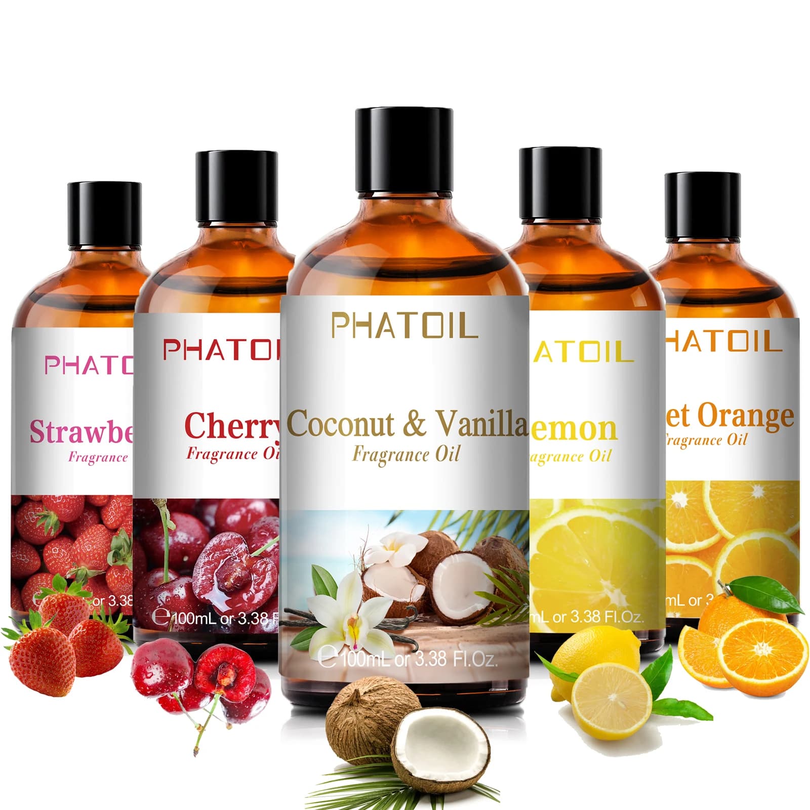 PHATOIL 100ml Perfume Oil for Aromatherapy Cock and Vanilla Strawberry Cherry Lemon 1/2/3 Pieces aromatic oil for the production of diffuser candles