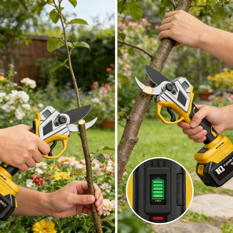 Forbici Elettriche per Potatura Alberi da Frutto e Giardinaggio con Batteria