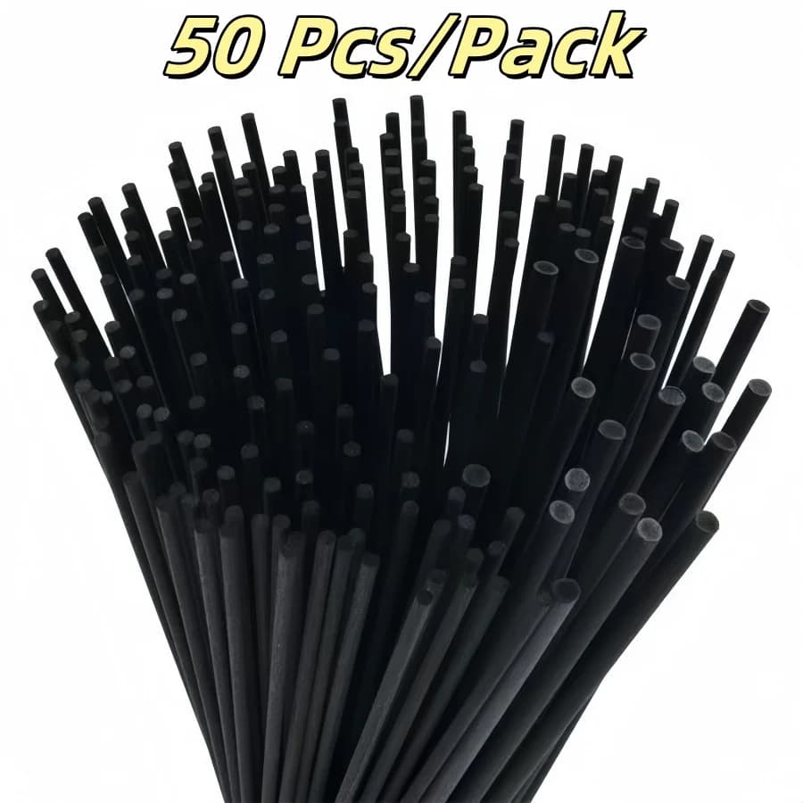 50 Pcs/Pack 3mm*20cm Diffuser Sticks , Fragrance Refill Black Fibre Reed Thick Diffuser Sticks for Diffuser Oils