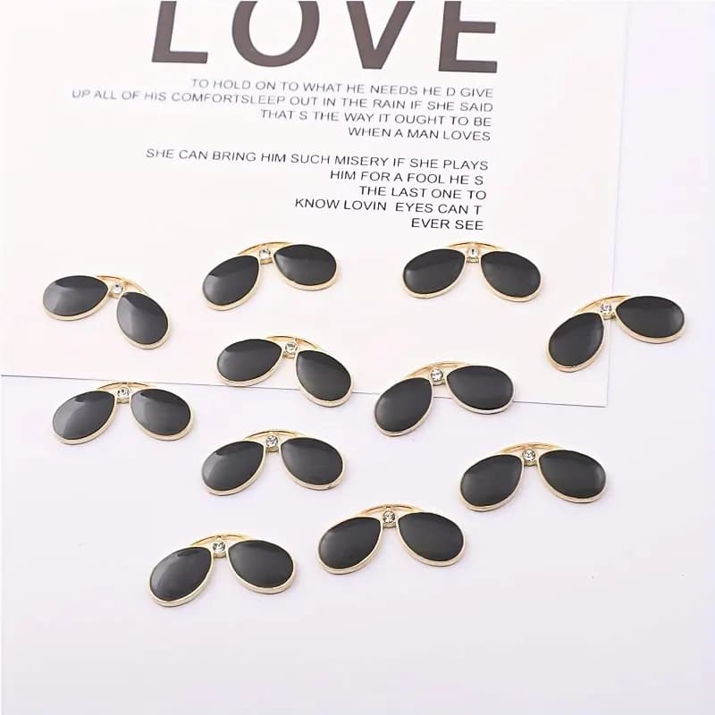 10Pcs Metal Black Sunglasses For DIY jewelry accessory mobile phone decoration hair clip cloth bag accessories