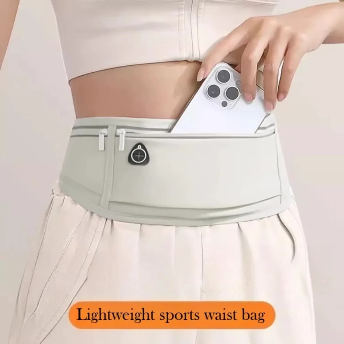 Reflective Running Waist Belt, Elastic Unisex Waist Pack with Zipper Pocket & Phone Bag, Portable Storage Pouch for Fitness Outdoor Workout Training