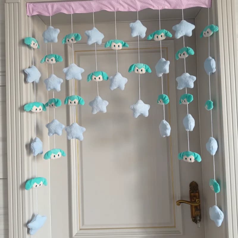 Hatsune Miku Anime Periferiche Tenda per porta con cinturino in velcro Decorazione per il bagno Accessori per tende per camera da letto Articoli per la casa