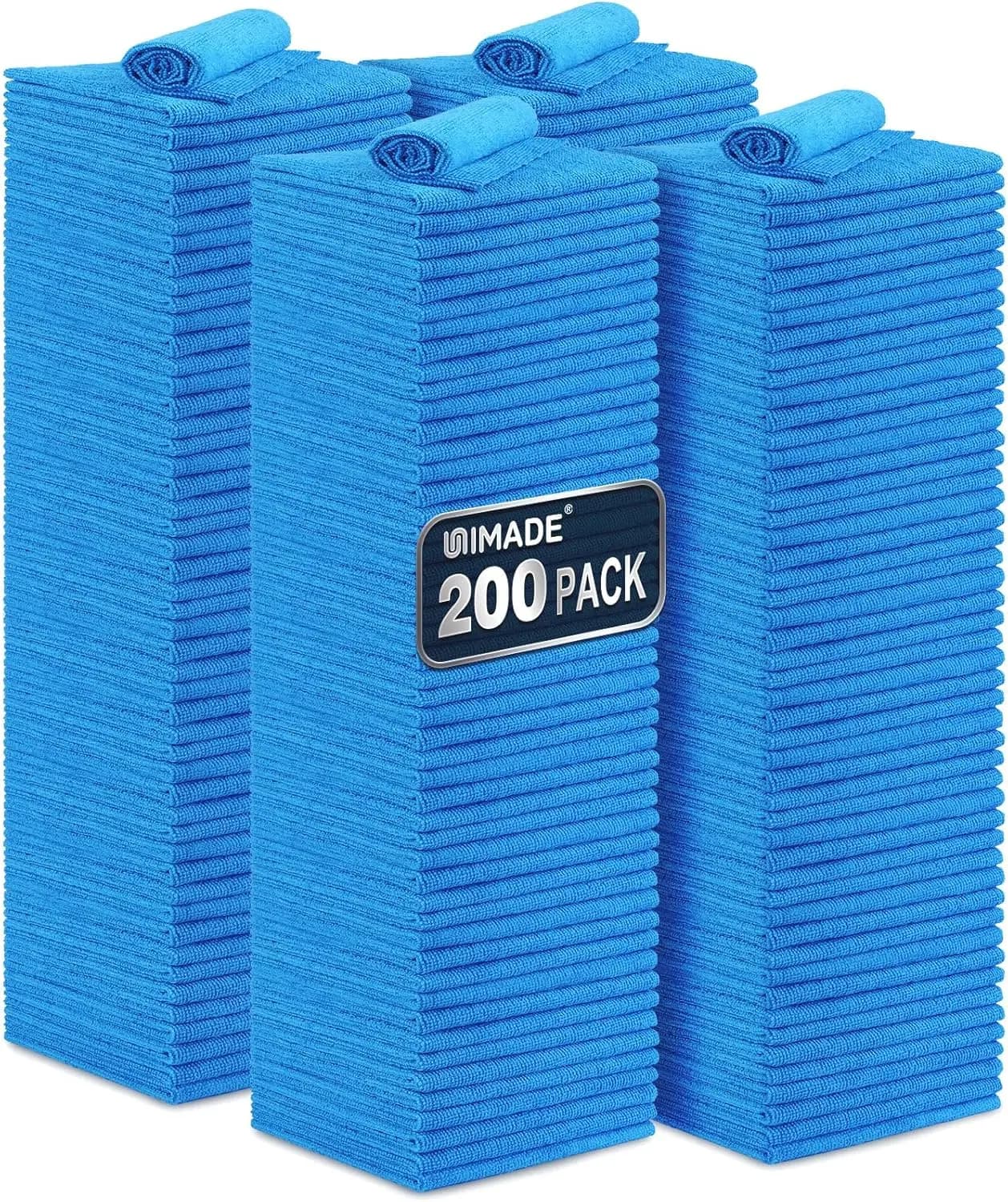 Confezione da 200 Panni in Microfibra Riutilizzabili, Asciugamani Senza Pelucchi per Auto, Cucina, Officina, Bar, Meccanica, Ristorante, Garage, Blu