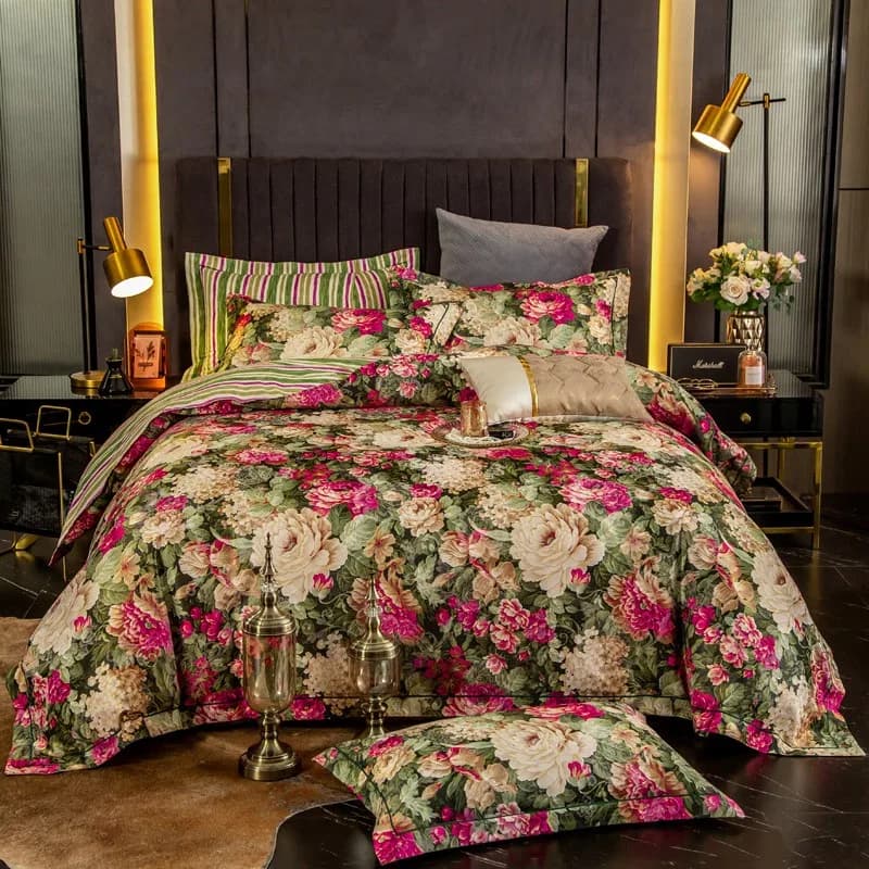Casa Giardino Fiore Floreale Copripiumino Doppio Queen King 4/6 Pezzi 100% Cotone Fiori Vibranti Set Biancheria Da Letto Lenzuolo Federe