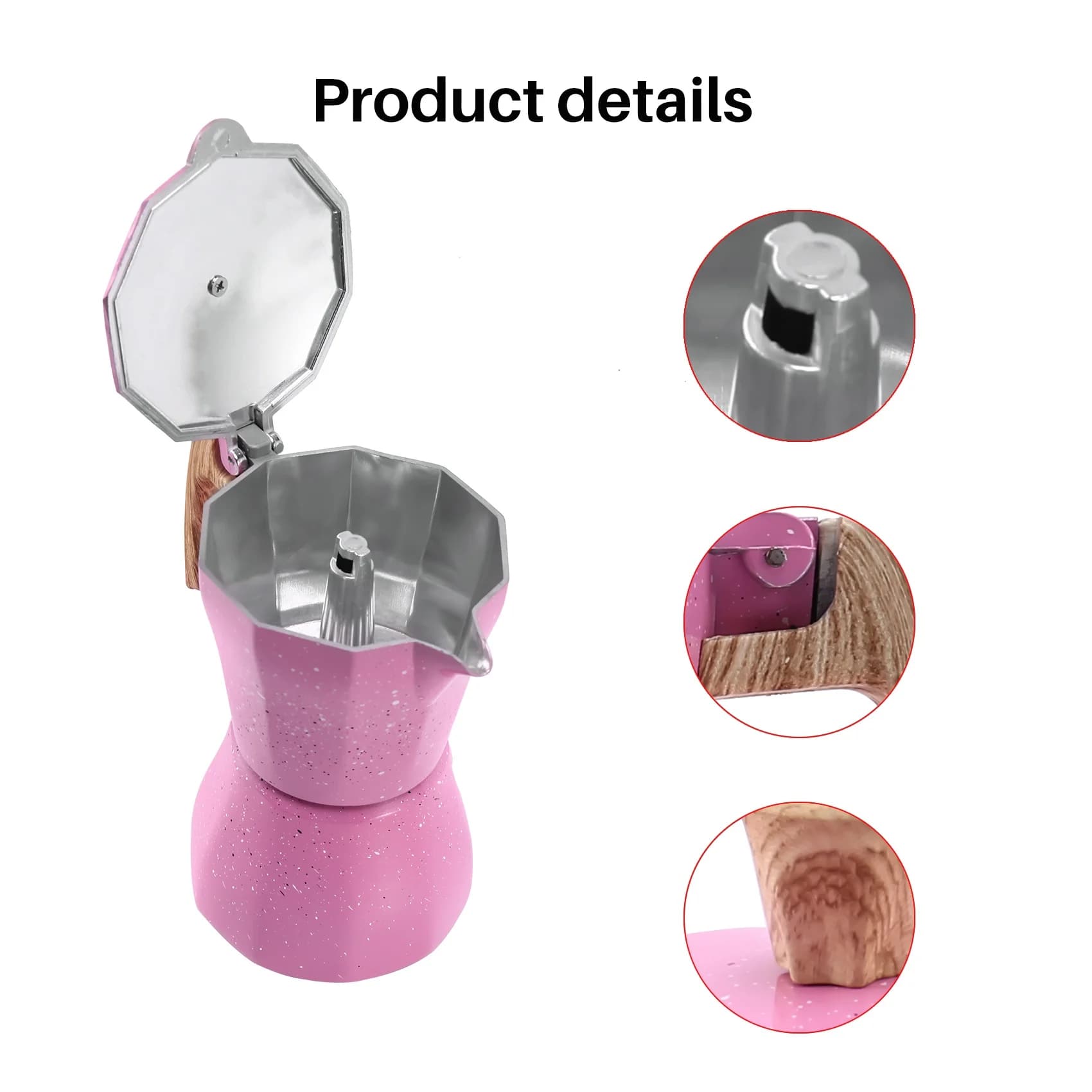 NUOVO ARRIVO - Caffettiera Moka Italiana per Espresso, Percolatore da Fornello 300ml Rosa