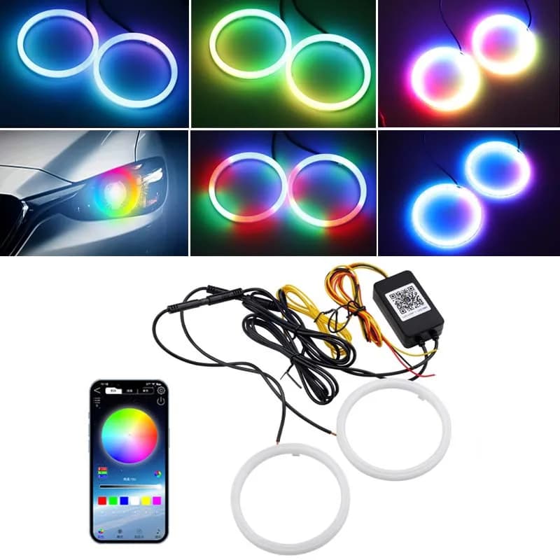2PCS RGB Angel Eyes Led Halo Rings 80mm 95mm 100mm 120mm Cotton DRL Daylight Auto Circulating Car Incandescent Eyes