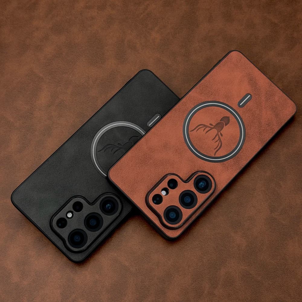 Luxury Matte Leather Magnetic Case for Samsung Galaxy S26 S25 S24 S23 S22 Ultra Plus FE for Magsafe Charge Shockproof Cover