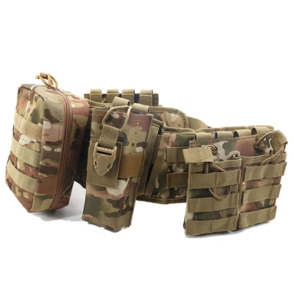Set di cinture da battaglia per caccia all'aperto Cinture da servizio Cintura tattica multifunzionale Molle per le forze dell'ordine con buste per accessori