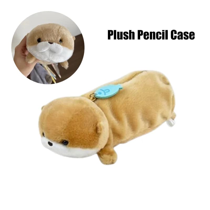 Simpatica piccola lontra astuccio in peluche cartone animato bambola animale borsa per penne borse per riporre articoli di cancelleria materiale scolastico astuccio in peluche