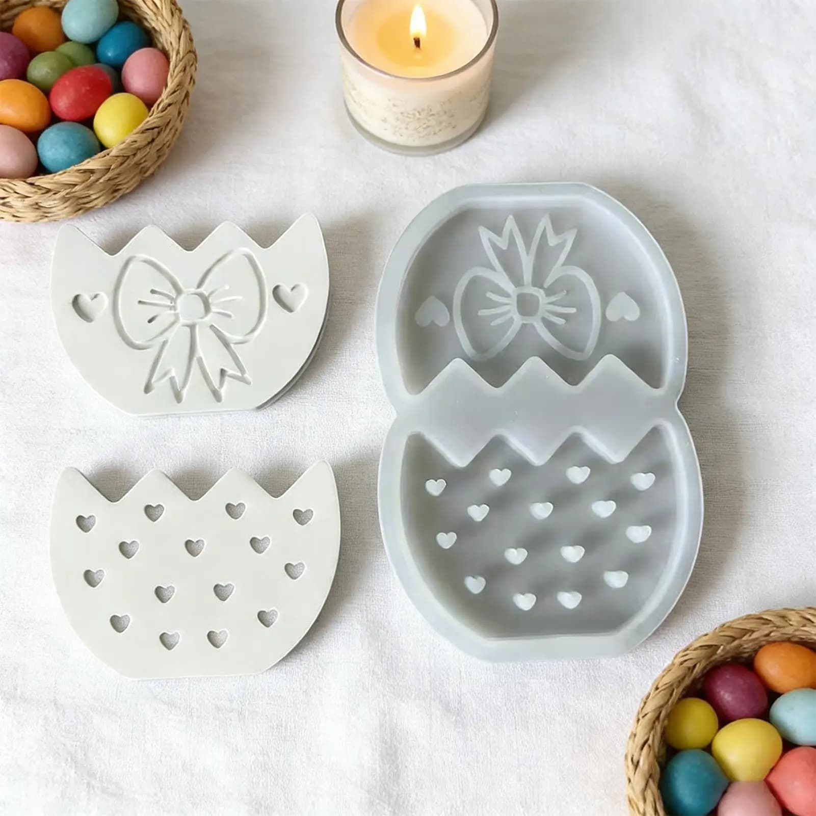 Easter Mold Bunny Easy Release Spring Craft Supplies Silicone Easter Egg Molds Holiday Decor for Resin Epoxy Wax Plaster Home
