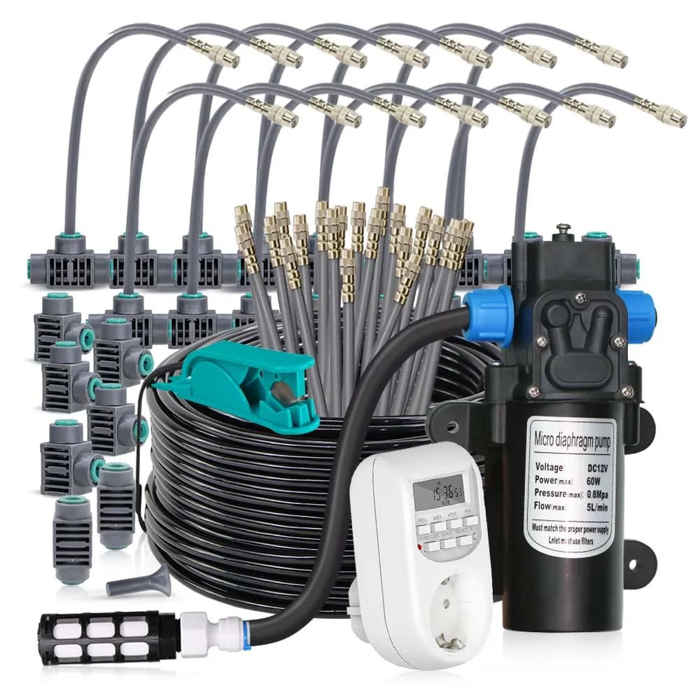 Tubo flessibile 15-5M 1/4" regolabile 360 ° Ugello flessibile in ottone con pompa per irrigazione da giardino, kit di irrigazione, sistema di raffreddamento a spruzzo a collegamento rapido