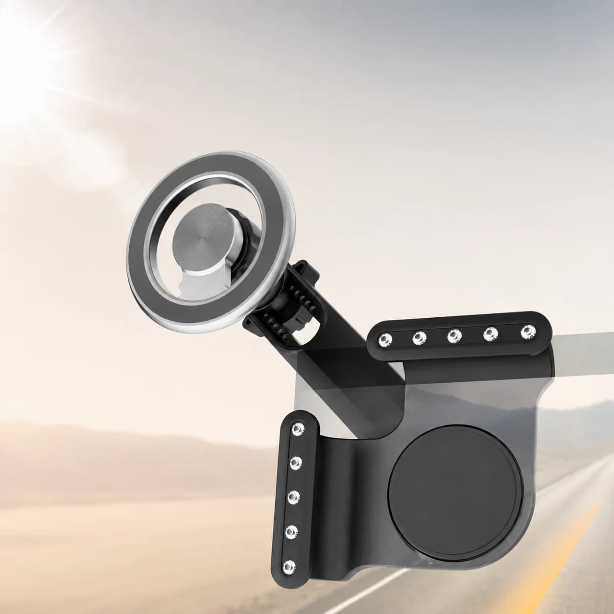 Magnetic Car Central Screen Phone Holder 360° Rotatable Anti-Shake Corner Mount with Secure Grip Auto Monitor Cell Phone Bracket