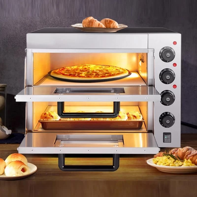 Forno Elettrico da Tavolo a 2 Piani con Piano in Pietra per Cucina Commerciale