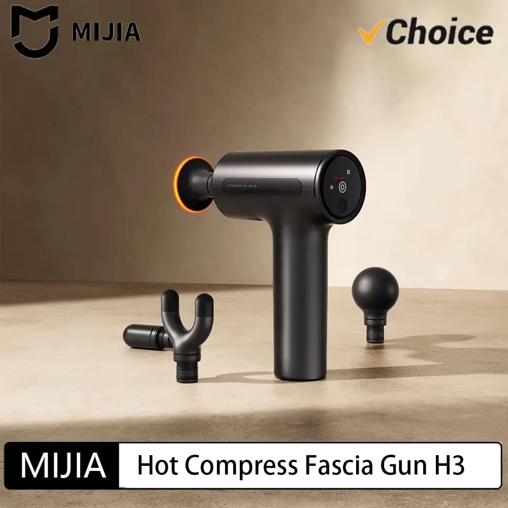 Nuova Pistola per Massaggio Muscolare Mijia H3 con Compressione a Caldo, Motore Brushless da 25kg di Spinta, 4 Testine Massaggianti per il Relax
