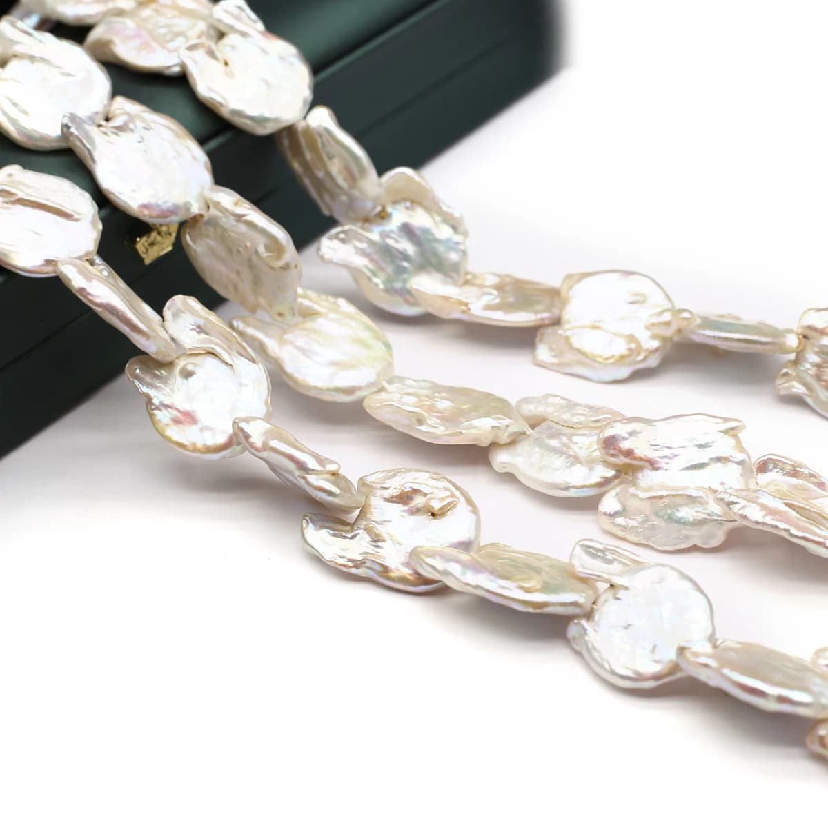 Perle d'acqua dolce barocche bianche a forma di petalo 25x20mm, perle naturali sfuse per collane fai da te, bracciali e accessori per gioielli