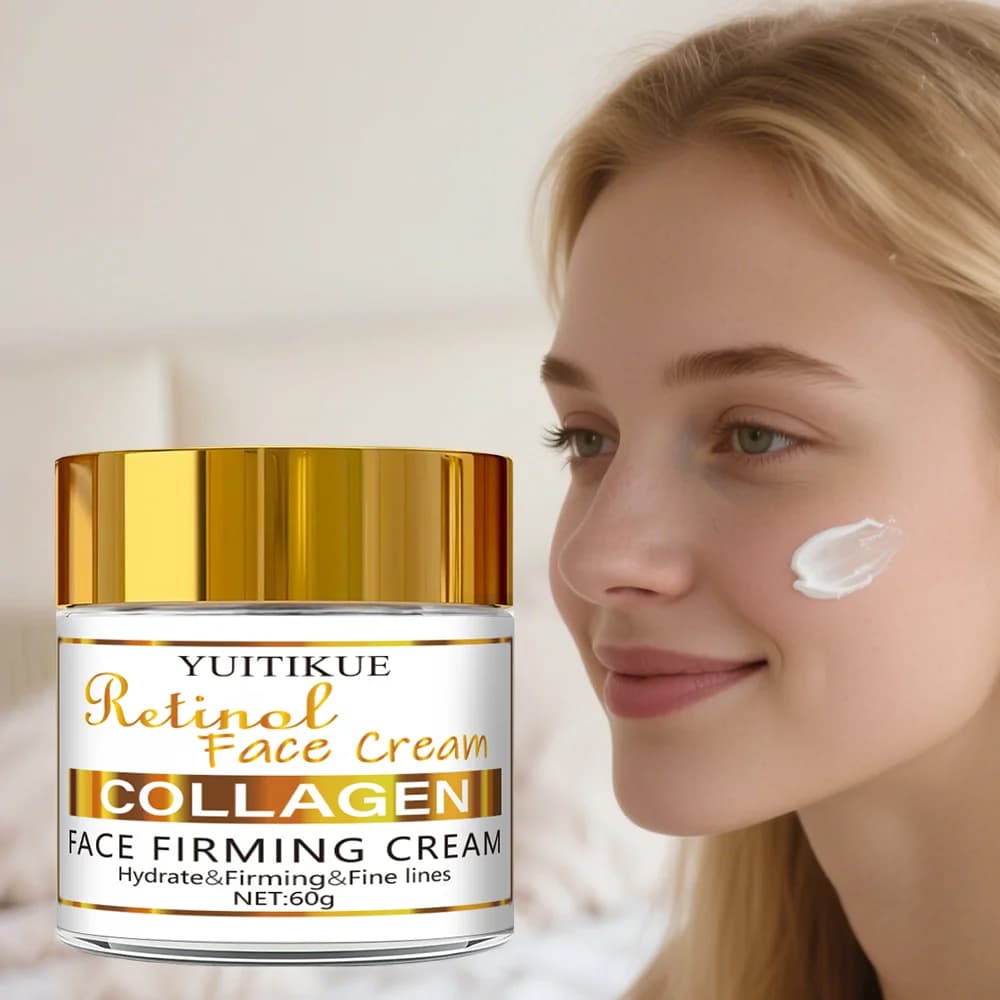 YUITIKUE Crema viso rassodante al collagene e retinolo, idratante, levigante, antirughe, crema per la cura quotidiana della pelle, 60 g