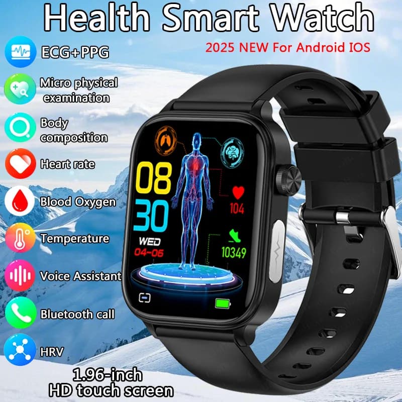 New Smartwatch 2026 with ECG+PPG for Health, Blood Fat Measurement, Urico Acid, Cardiac Frequency, Blood Pressure, Bluetooth Calls, Waterproof, for Men and Women