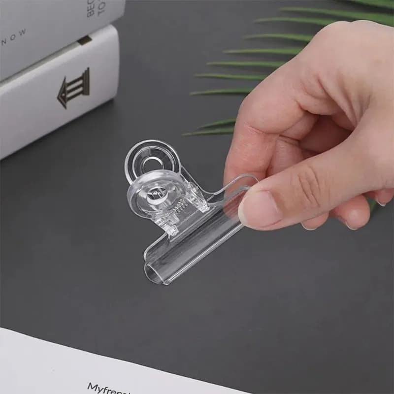 Clip a coda lunga in acrilico trasparente multi-dimensione Clip a coda di rondine placcate in metallo da 22-50 mm, sigillatura riutilizzabile sicura per sacchetti/documenti