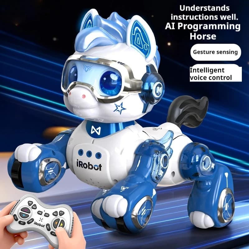 Cavallo Robotico Bionico Intelligente AI Programmabile con Telecomando, Attivazione Vocale e Sensore di Gesti, Giocattolo Elettrico Robotico da Compagnia