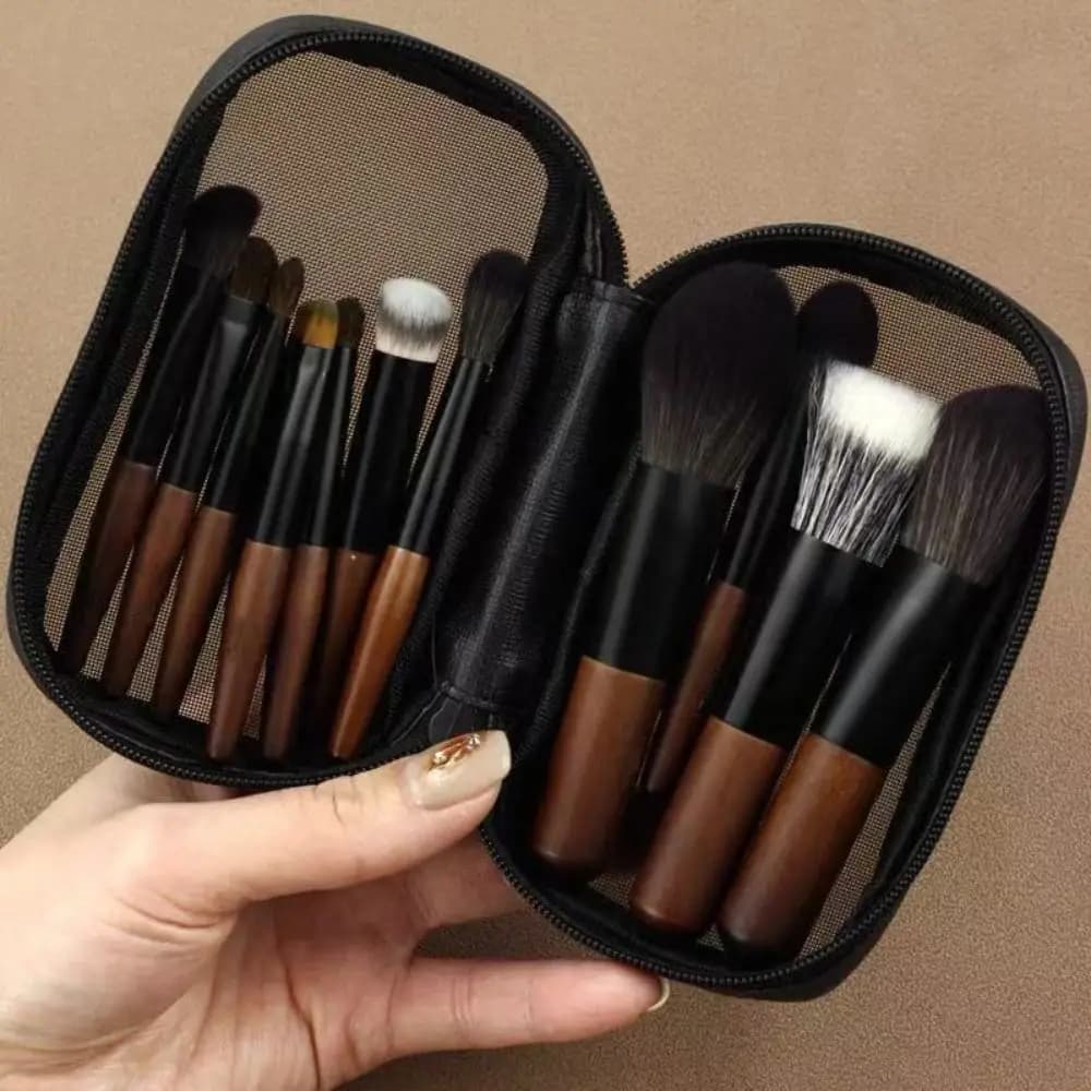Set di 12 mini pennelli per labbra con scatola portaoggetti, set di pennelli per correttore in pelliccia sintetica, strumenti cosmetici, kit per trucco occhi e blush per donne