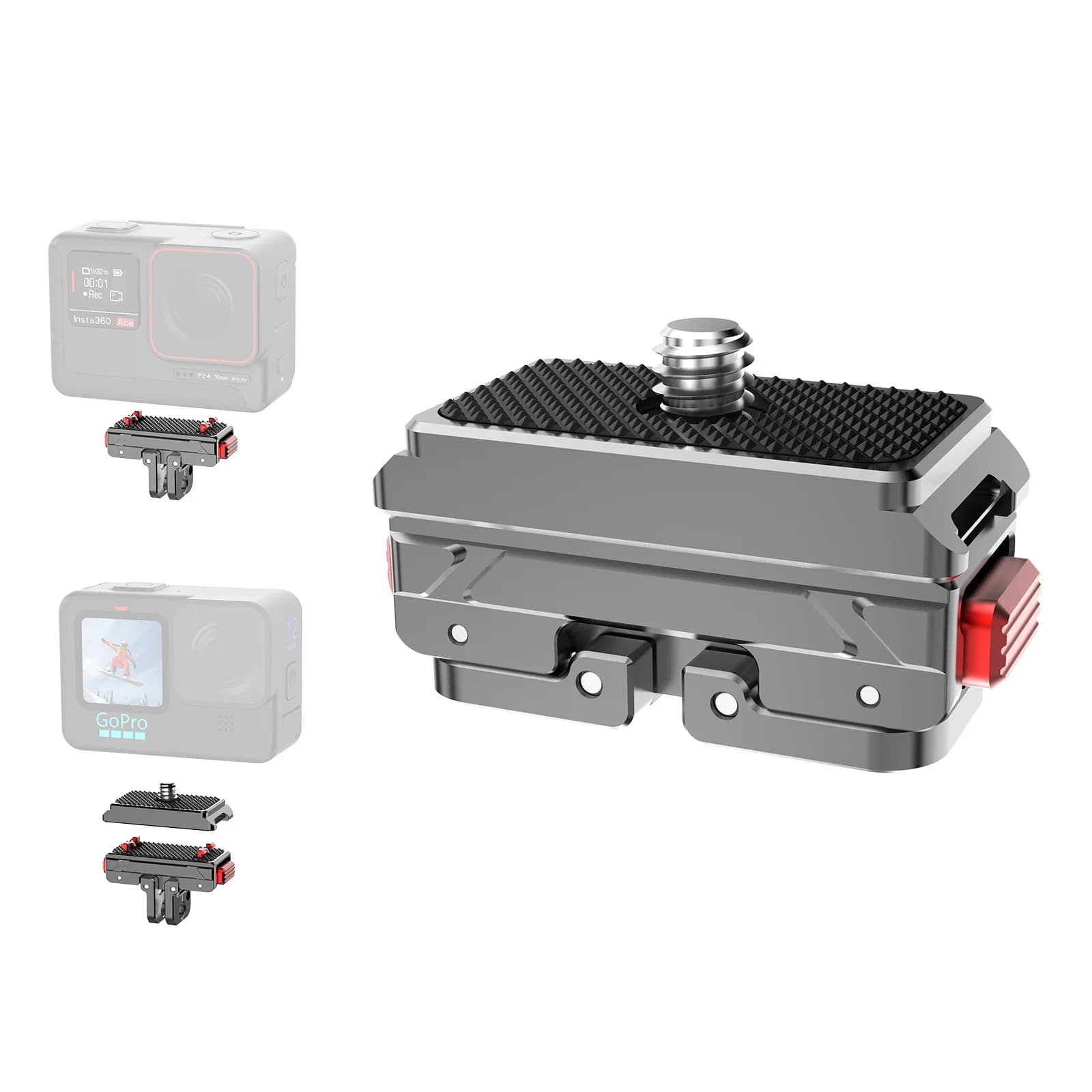 Quick release magnetic adapter base for Gopro 12 11 10 Insta360 Ace/Ace Pro ONE X2 Tripod mounting plate for action chamber