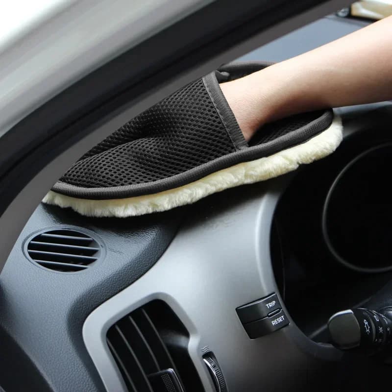 Guanti per lavaggio auto in peluche addensato Guanti per pulire in finta lana per ceratura Lucidatura Pulizia auto Accessori per dettagli auto