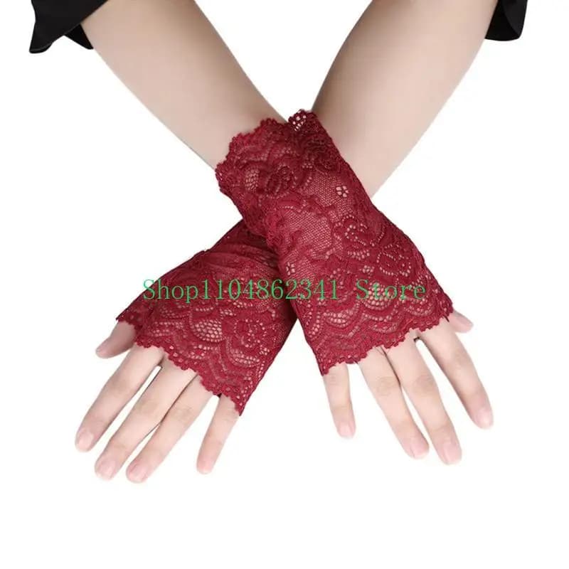 652F Guanti corti da sposa da donna Guanti da discoteca vuoti trasparenti a rete Guanti senza da pole dance Guanto in rete