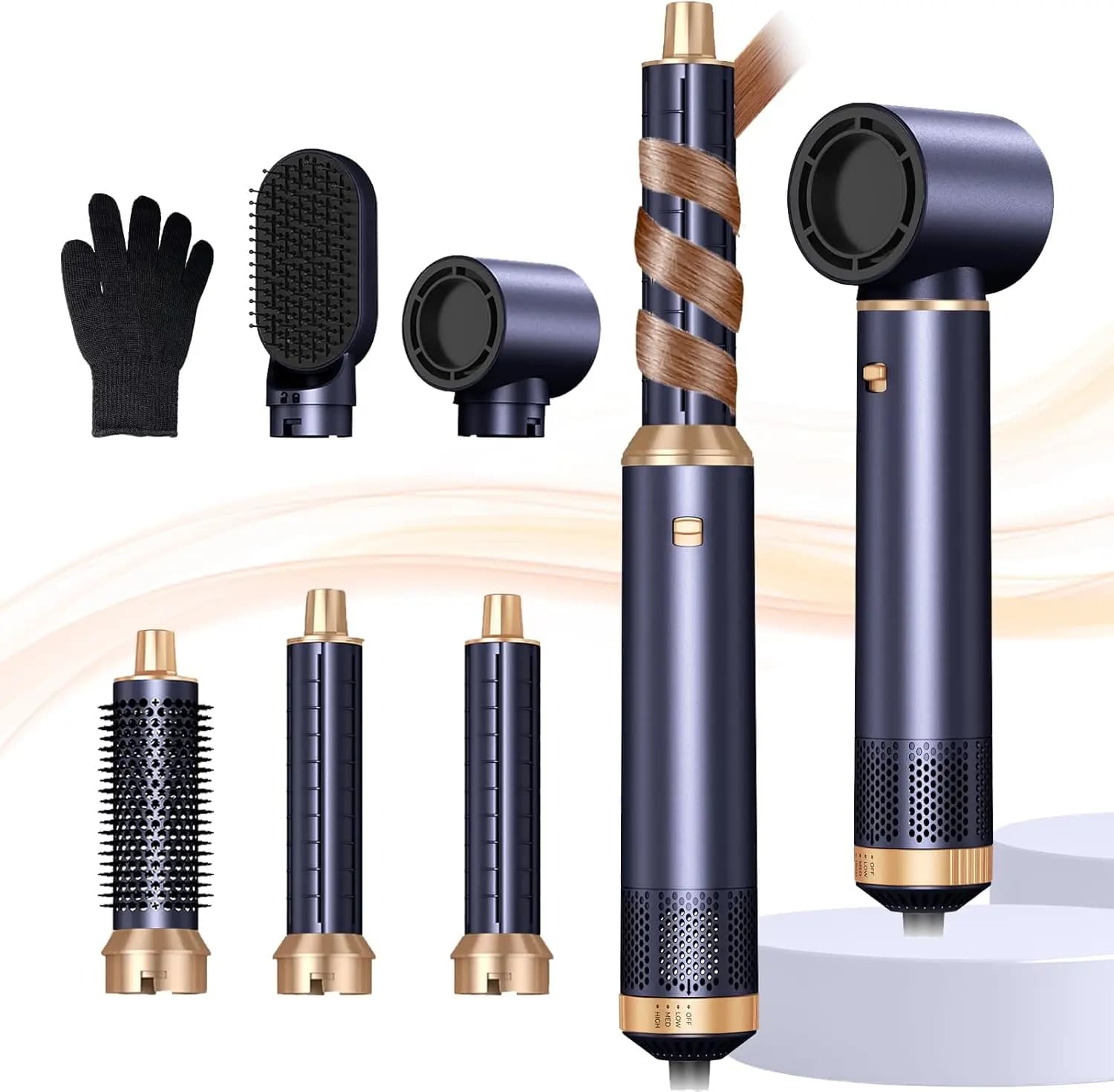 5 in 1, negative ion air styler, hair styler, update, hair brush, hair curler, hair curler, padding brush