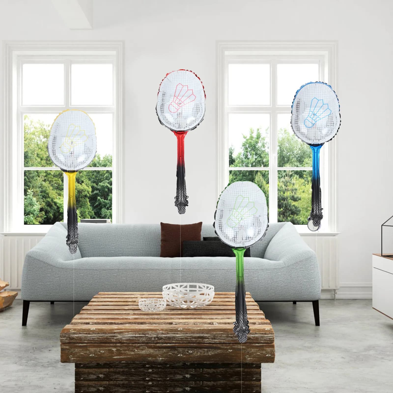 4 Pcs Adorable Foil Balloon Inflatable Balloons Tennis Rackets Aluminum Decorative for Decorations