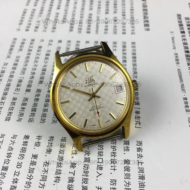 Orologio Meccanico Manuale con Calendario Singolo, Quadrante in Tessuto Giallo con 19 Fori, Diametro 37mm, Spedizione in 24 Ore