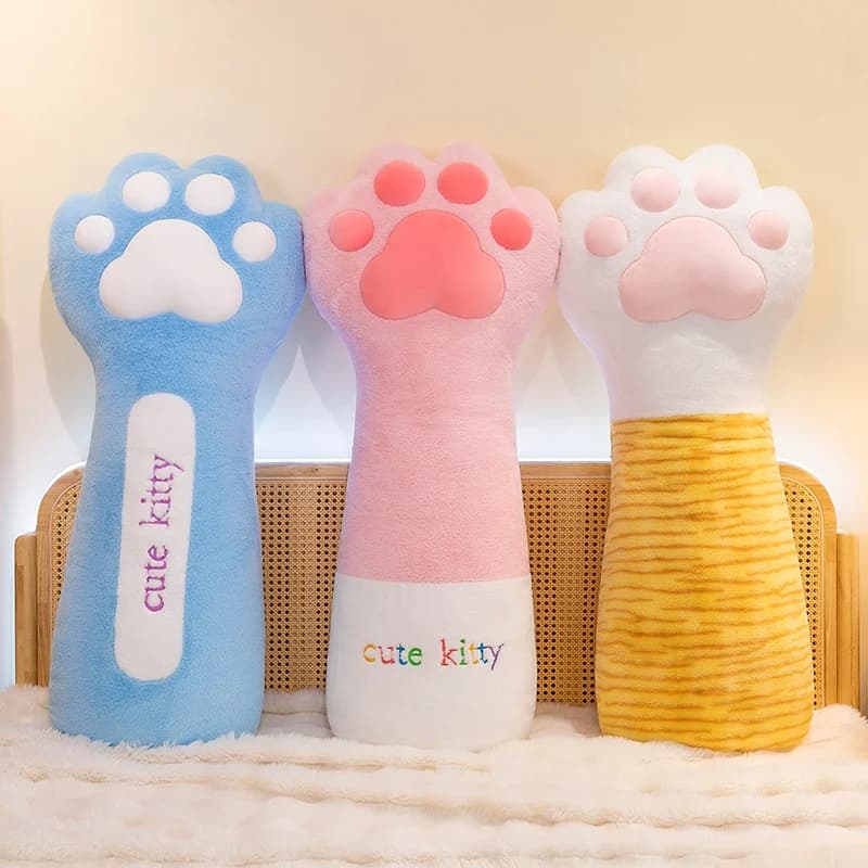 Nice creative pillow for chair with cat's paw, plush toys, soft plush, office lumbar support, long pillow, home decorations for girls gifts