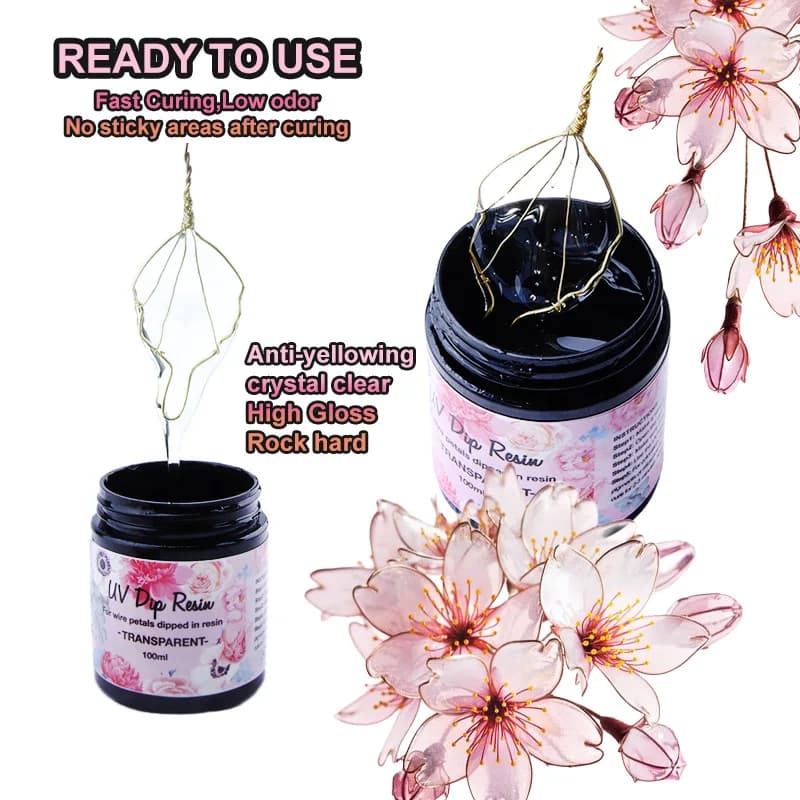 Colla per resina UV per immersione liquido per la produzione di fiori UV per metalli metallici immersi In resina cristallo inodore polimerizzazione UV copricapo creazione di gioielli