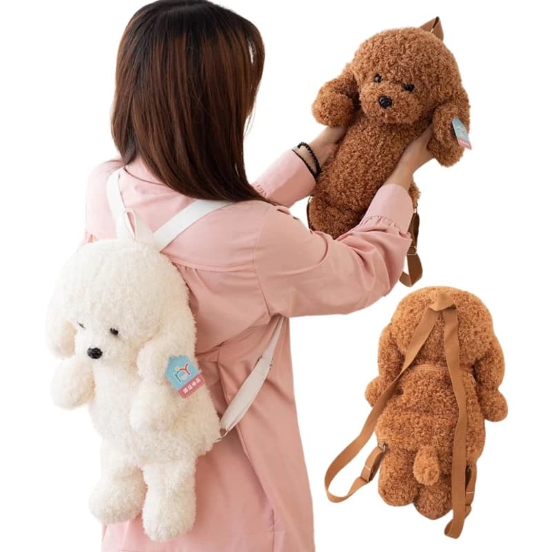 Kawaii 35/45 cm Creativo Bianco Marrone Cane Morbido Peluche Zaino Borsa da Scuola Divano Ragazze Bambini Compleanno Regali Di Natale Decorazioni per la Casa