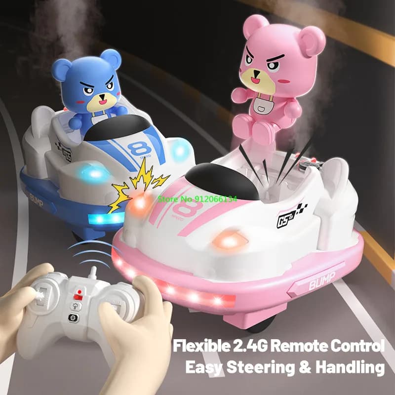 Auto RC per Competizioni Familiari, 2.4G, con Illuminazione LED, Funzione Spray e Musica, Telecomando, Auto da Battaglia per Bambini