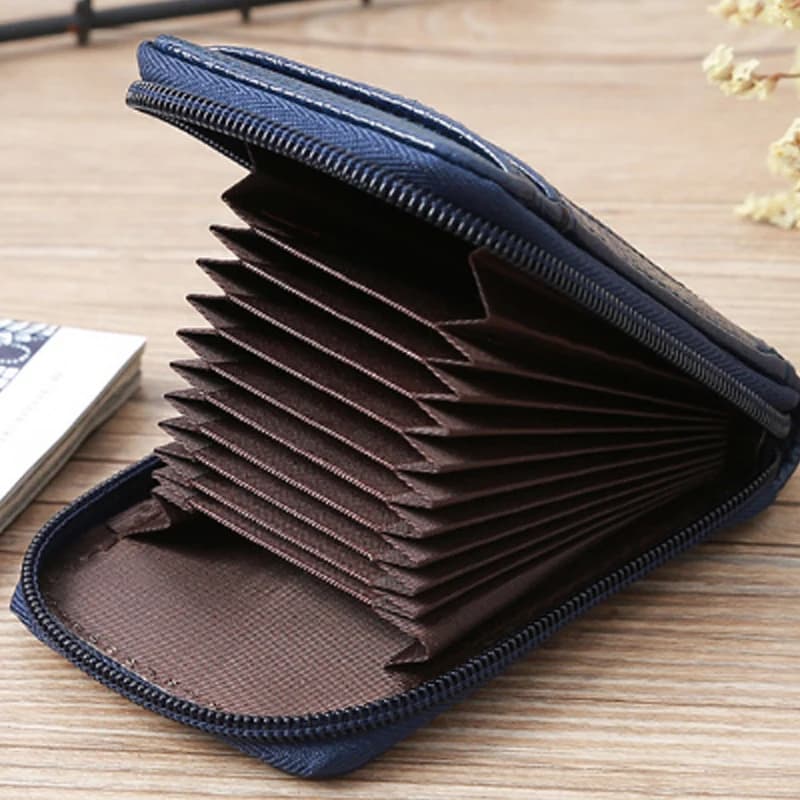 Portafoglio in similpelle con blocco RFID, tasca con cerniera, porta carte di credito per uomo, donna, adulto, organizer multi-carte.