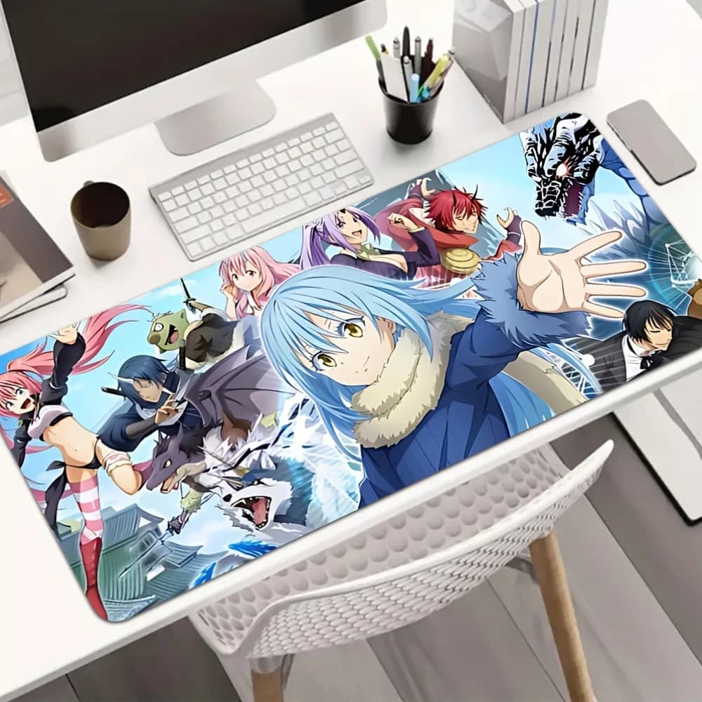 Tappetino per mouse da gioco con collage anime blu, 1 pezzo, antiscivolo, per ufficio, stile fantasy Isekai, resistente all'acqua, per tastiera