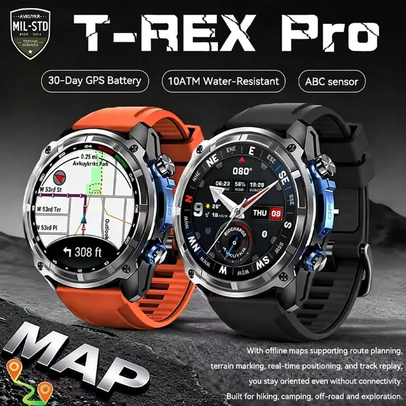 Nuovo Smartwatch Militare TREX3 2026 con Batteria da 860mAh, Schermo da 1,43 Pollici, Impermeabile 10ATM, GPS, Altimetro, Chiamate Bluetooth per Uomo