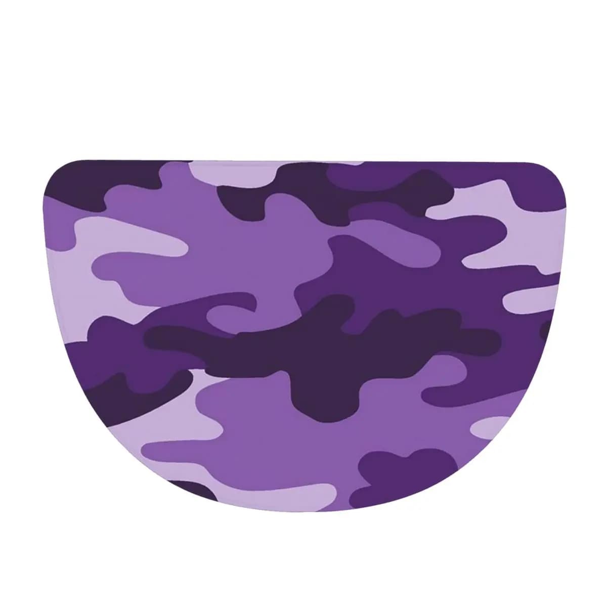 Purple Military Camouflage Camo Print Flannel Half Round Doormat Non Slip Bathroom Mat Absorbent Floor Carpet for Living Room