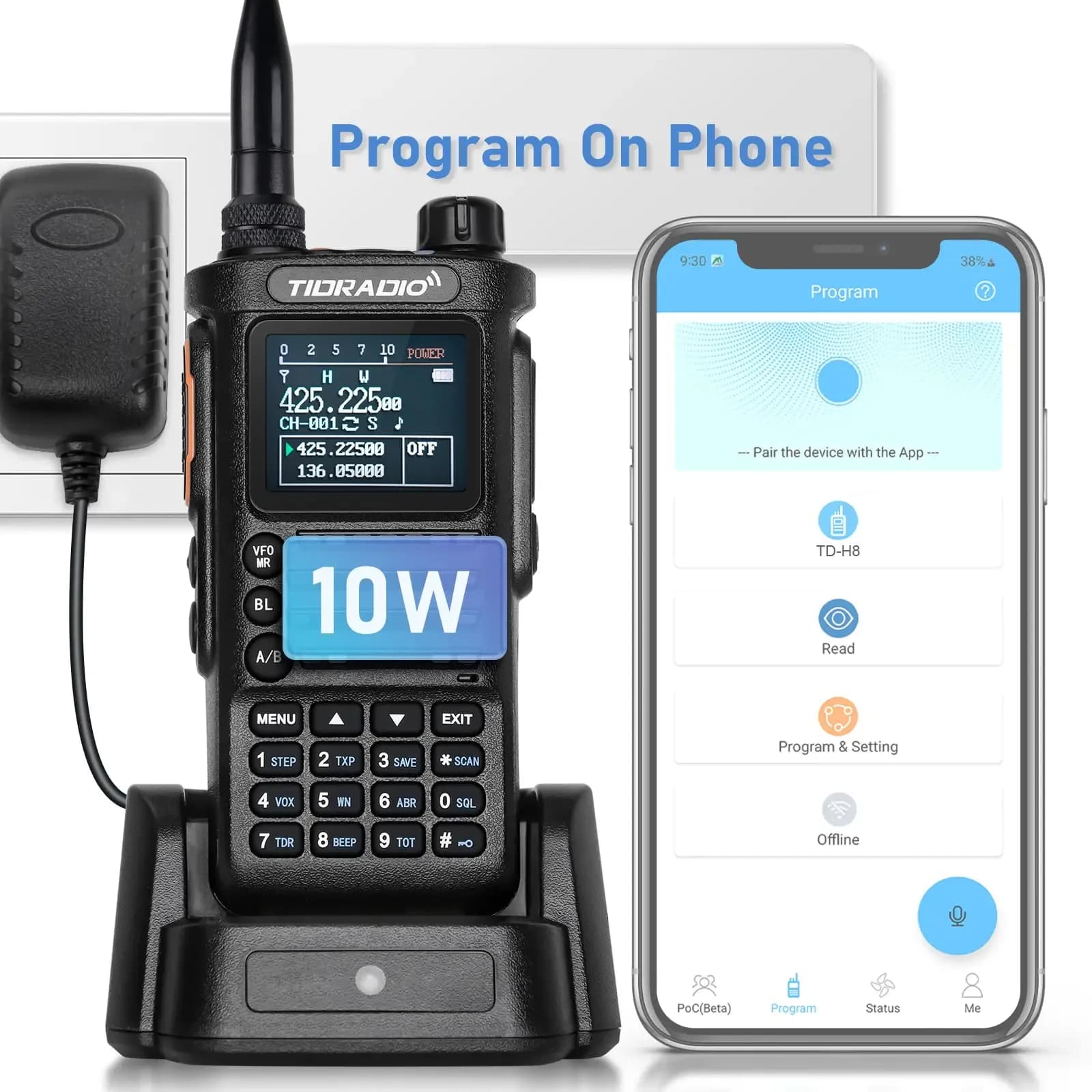 TIDRADIO TD-H8 10W Walkie Talkie professionale a lungo raggio Tow Way Radio programmazione Wireless esterna commutatore ricaricabile GMRS